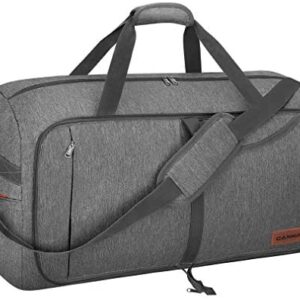 Canway 85L Travel Duffel Bag, Foldable Weekender Bag with Shoes Compartment for Men Women Water-proof & Tear Resistant (Heron Gray, 85L)