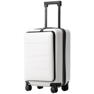 Coolife Luggage Suitcase Piece Set Carry On ABS+PC Spinner Trolley with pocket Compartment Weekend Bag (White, 20in…