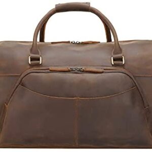 Polare 23.2” Full Grain Leather Duffel Bag Luggage Travel Gym Overnight Weekender Bag For Men