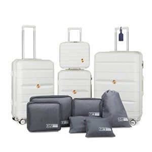 Somago Luggage Sets 3 Piece Spinner Hardside PP Suitcase with TSA Lock 4 Piece Set with 6 Set Packing Cubes for Travel…