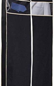 MISSLO 43″ Gusseted Travel Garment Bag with Accessories Zipper Pocket Breathable Suit Garment Cover for Shirts Dresses Coats, Black