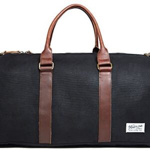 THE MASTLINE Co. | Fulton Weekender Travel Bag | Waxed Canvas & Leather (Black)