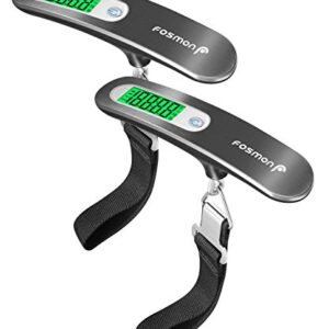 Fosmon Digital Luggage Scale (2 Pack) Digitial LCD Display Backlight Baggage Scale with 110lbs Capacity, Portable…
