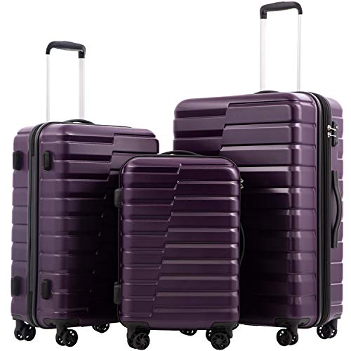 COOLIFE Luggage Expandable Suitcase PC ABS TSA Luggage 3 Piece Set Lock Spinner Carry on (purple, 3 piece set) COOLIFE Luggage Expandable Suitcase PC ABS TSA Luggage 3 Piece Set Lock Spinner Carry on (purple, 3 piece set)