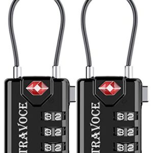 Search Alert TSA Approved Travel Combination Luggage Cable Locks for Suitcase, Gym Locker,Toolbox,Backpack 1,2,4,6 &10…