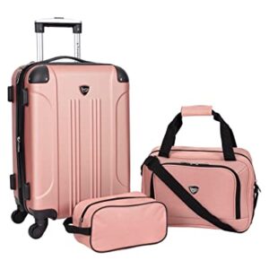 Travelers Club Chicago Hardside Expandable Spinner Luggage, Rose Gold, 3 Piece Set