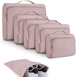 Packing Cubes for Travel, BAGSMART 6 Set Packing Cubes for Suitcases Organizer, Quilted Look Travel Organizer Cubes for…