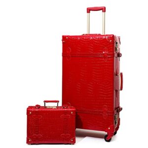 urecity Vintage Luggage Set of 2, Retro Suitcase Trunk with Wheels for Men and Women, Cute Designer Travel Luggage Set…