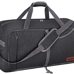 Canway 115L Travel Duffel Bag, Foldable Weekender Bag with Shoes Compartment for Men Women Water-proof & Tear Resistant (Panther Black, 115L)