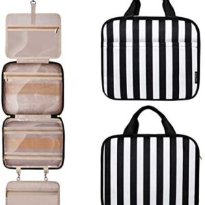 Toiletry Bag Travel Bag with Hanging Hook, Water-resistant Makeup Cosmetic Bag Travel Organizer with 4 Compartments & 1 Sturdy Hook,Perfect for Travel/ Daily Use/ Christmas/Holiday Gifts