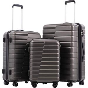 COOLIFE Luggage Expandable Suitcase PC ABS TSA Luggage 3 Piece Set Lock Spinner Carry on (gray, 3 piece set)