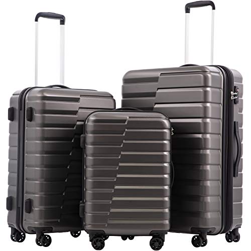 COOLIFE Luggage Expandable Suitcase PC ABS TSA Luggage 3 Piece Set Lock Spinner Carry on (gray, 3 piece set) COOLIFE Luggage Expandable Suitcase PC ABS TSA Luggage 3 Piece Set Lock Spinner Carry on (gray, 3 piece set)