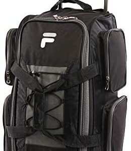 Fila 22″ Lightweight Carry On Rolling Duffel Bag, Black, One Size