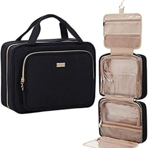 NISHEL 4 Sections Hanging Travel Toiletry Bag Organizer, Water Resistant Large Makeup Cosmetic Case for Bathroom Shower