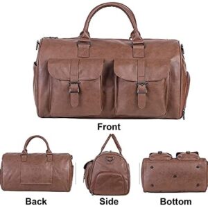 Weekender Bag with Shoe Compartment,Waterproof Leather Overnight Bag Travel Duffel Bags Carry on Bag,Travel Tote Duffel Bag for Men or Women