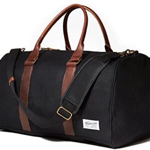 THE MASTLINE Co. | Fulton Weekender Travel Bag | Waxed Canvas & Leather (Black)