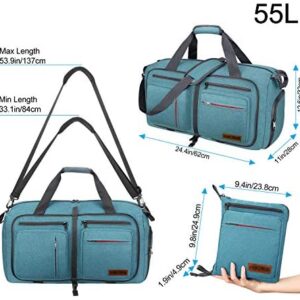 Travel Duffel Bag, 55L Foldable Duffle Bag with Shoes Compartment Packable Weekender Bag for Men Women Water-proof & Tear Resistant HIKISS-Green