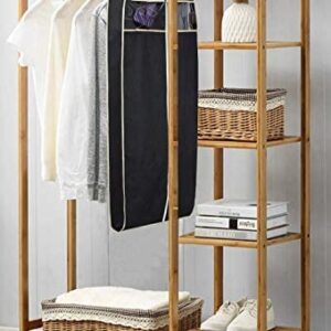 MISSLO 43″ Gusseted Travel Garment Bag with Accessories Zipper Pocket Breathable Suit Garment Cover for Shirts Dresses Coats, Black