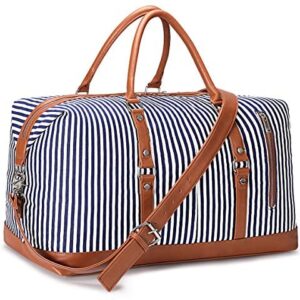 S-ZONE Women Travel Duffel Weekender Carryon Shoulder Tote Bag Canvas PU Leather