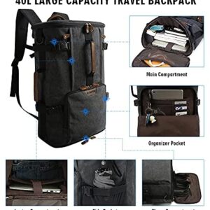 G-FAVOR 40L Travel Backpack, Vintage Canvas Rucksack Convertible Duffel Bag Carry On Backpack Fit for 17.3 Inch Laptop Bag