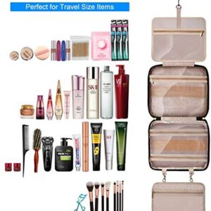 Toiletry Bag Travel Bag with Hanging Hook, Water-resistant Makeup Cosmetic Bag Travel Organizer with 4 Compartments & 1 Sturdy Hook,Perfect for Travel/ Daily Use/ Christmas/Holiday Gifts